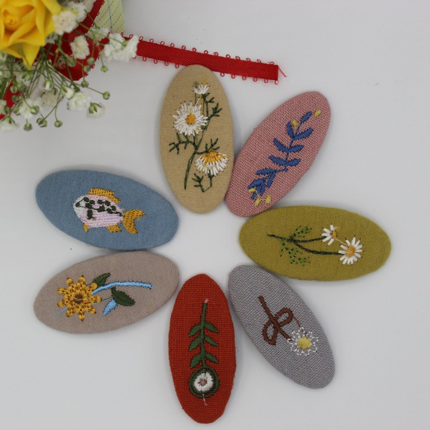 Set Of 7 Unique Simple Handmade Hair Clips