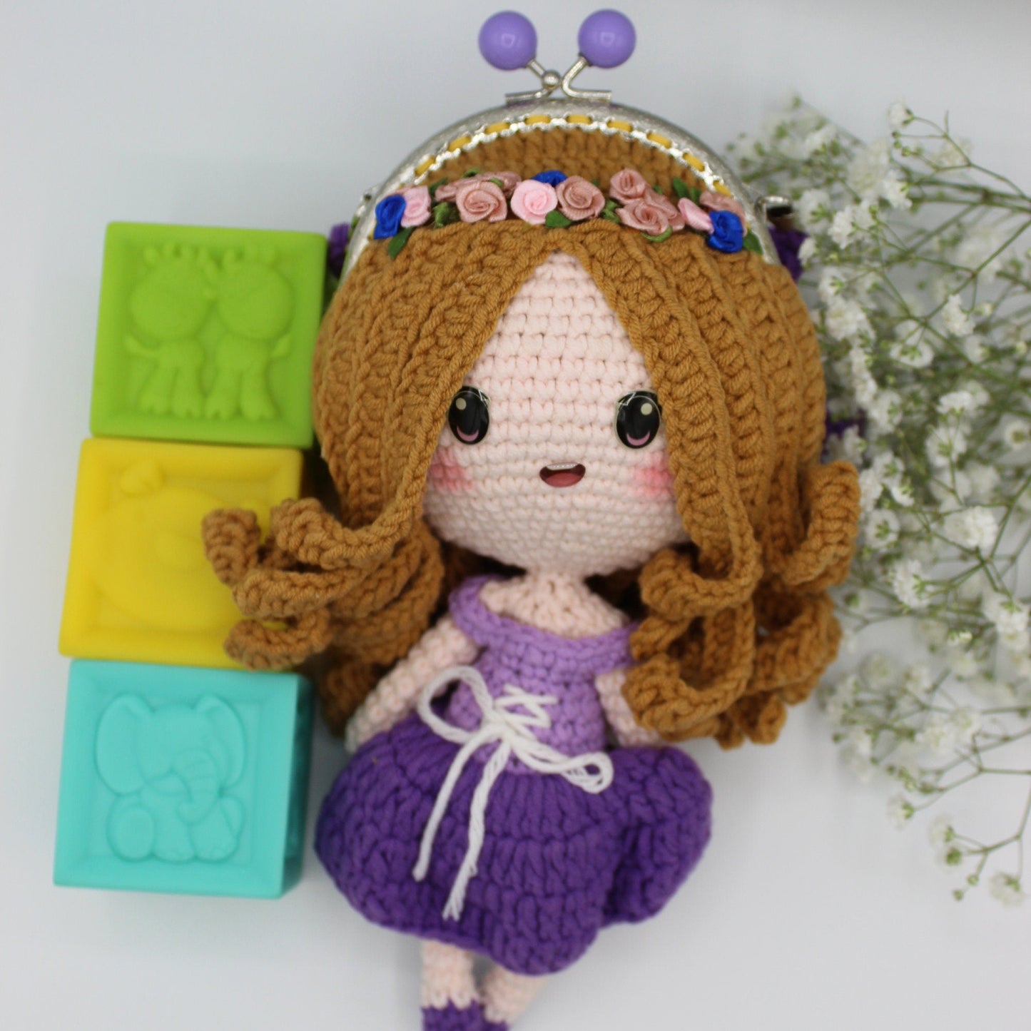 Purple Princess Crochet Toddler Purse P18