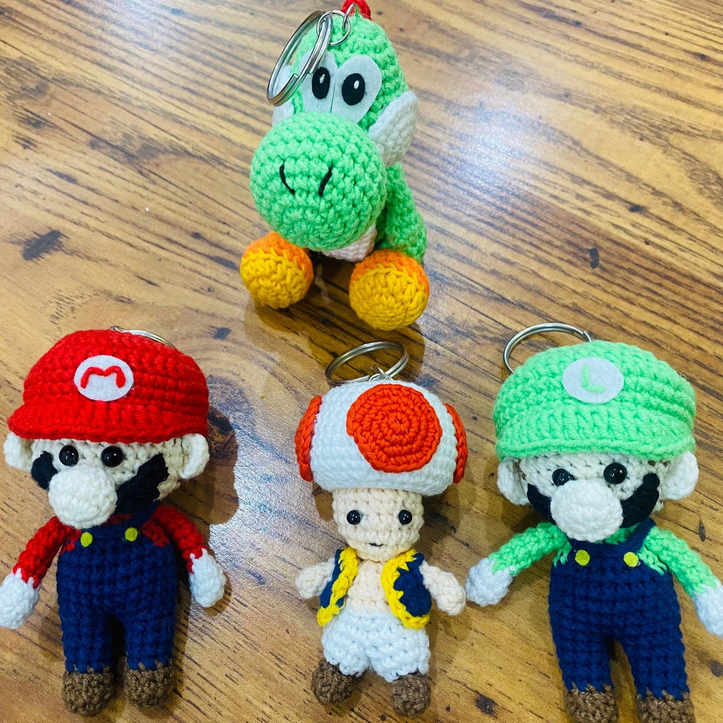 Mario Or Luigi Or Set Of 4 Mario, Luigi, Yoshi, Toad Stuff Crochet Keychain