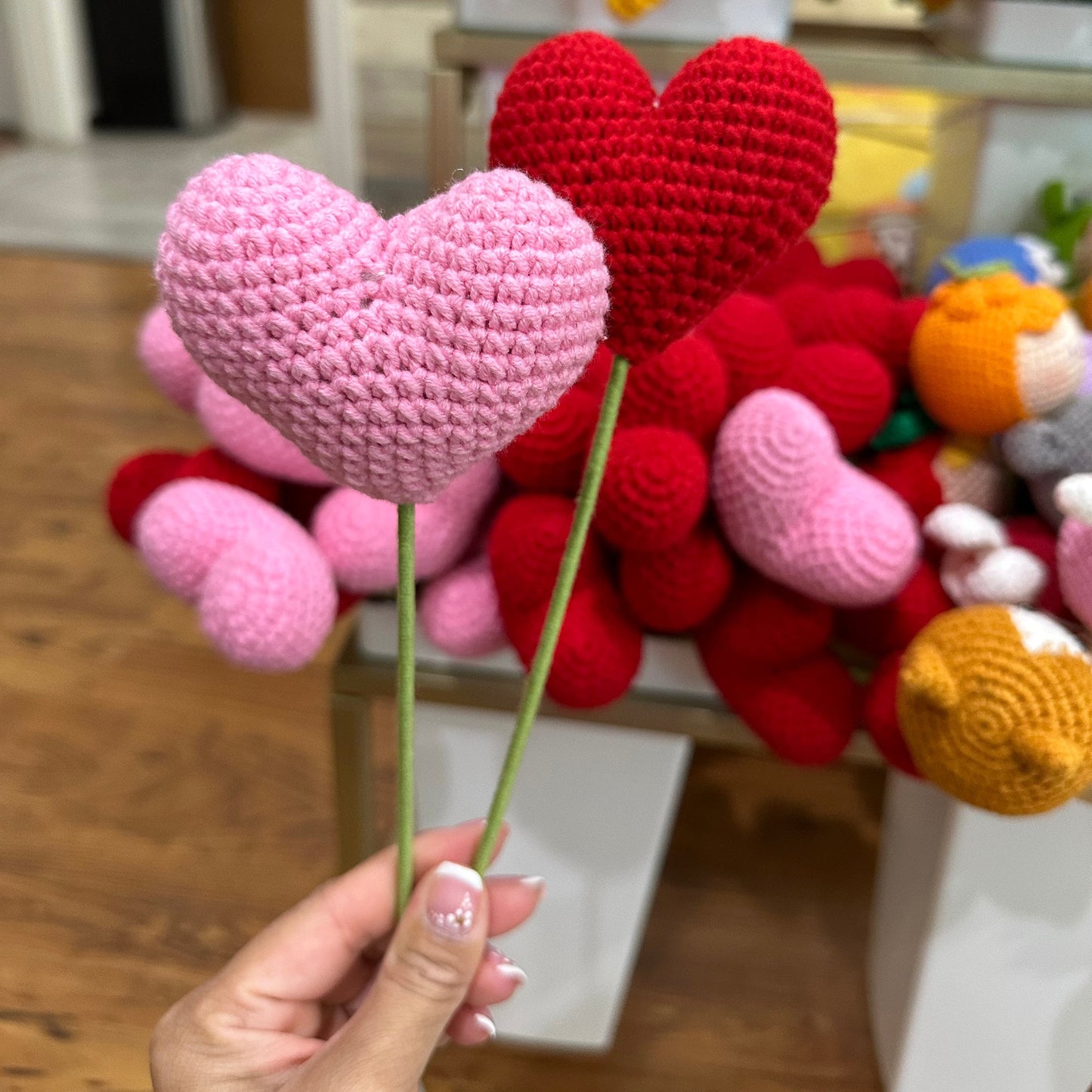 Pink/ Red Heart Crochet