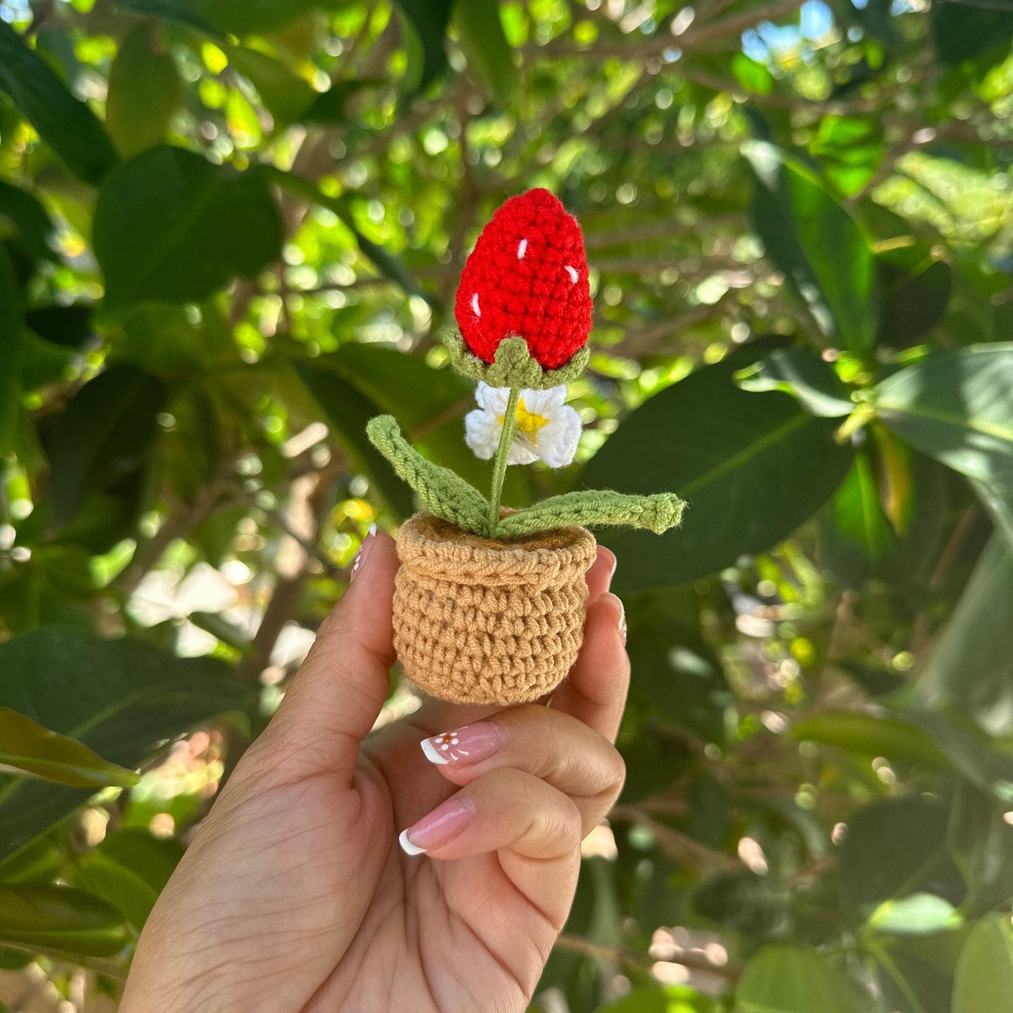 Mini Crochet Strawberry Plant
