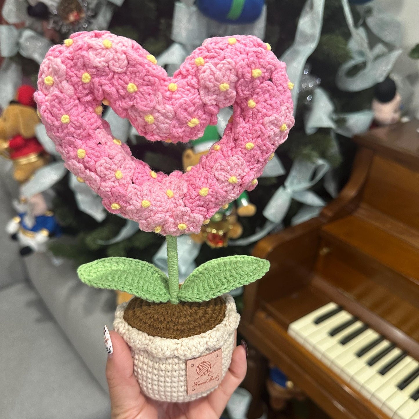 Crochet Pink Heart Plant