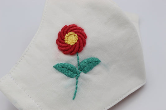 Unique Flower Hand Embroidered Linen Face Mask 51