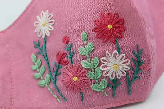 Floral Hand Embroidered Face Mask M49