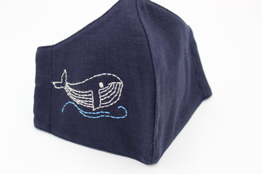 Whale Fish Linen Face Mask