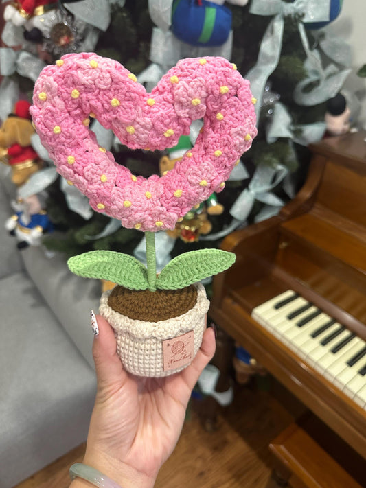 Crochet Pink Heart Plant